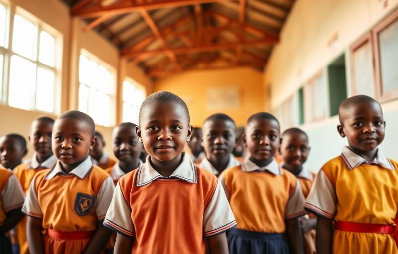 Zambian schoolchildren in a new GilBay Foundation library
