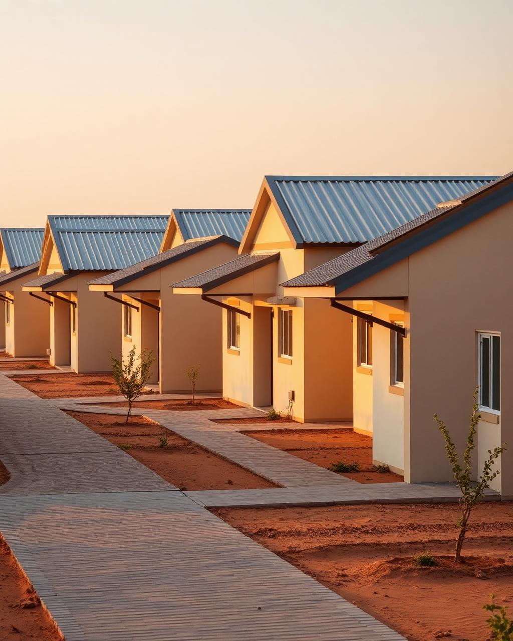 A newly completed cluster of GilBay-built family homes in a Zambian community
